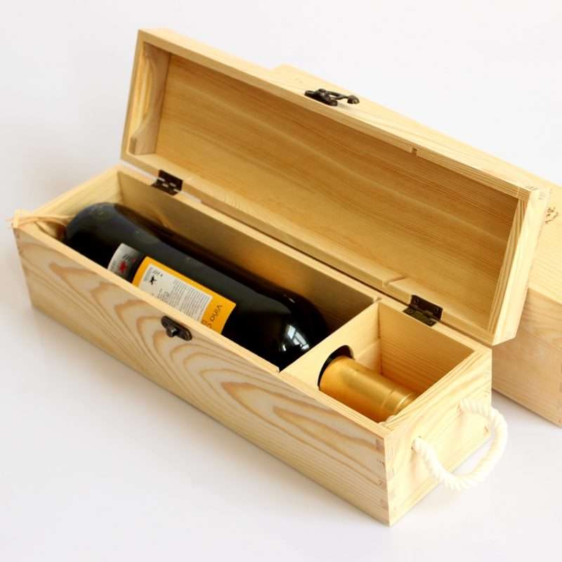 One Bottle Hinged Wooden Wine Boxes 1649