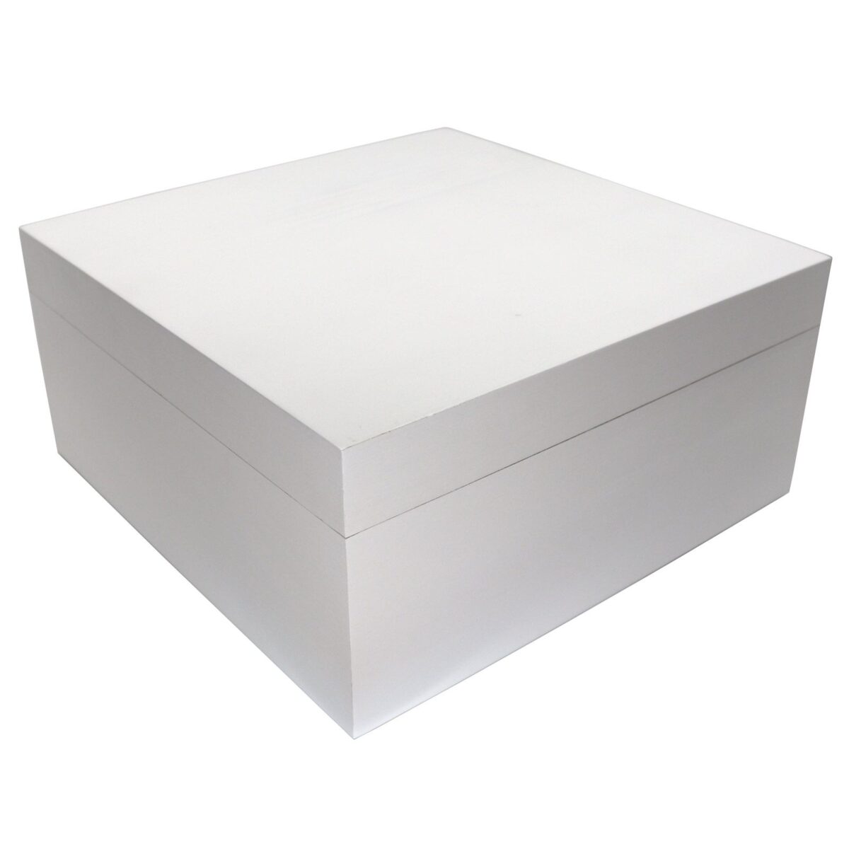 Square Box with Lift-off Lid - Rustic White Paint Finish